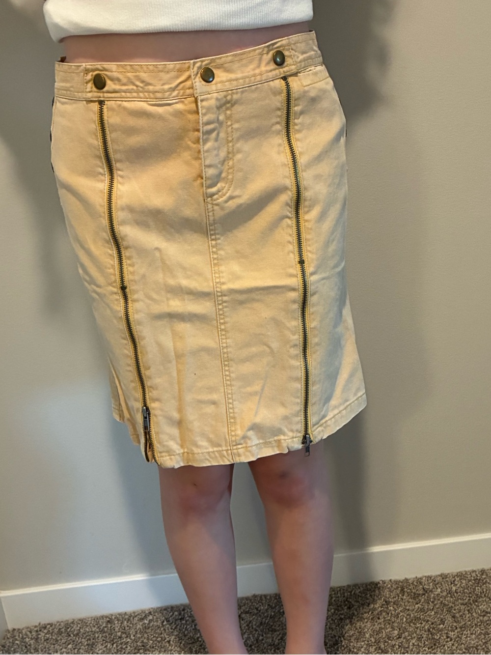 Vintage Marc by Marc Jacobs stonewashed yellow zip pencil skirt
